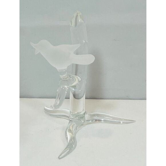 Frabel Studio Signed FS 2004 J Small Bird On Branch Glass Figurine Sculpture - Picture 3 of 7
